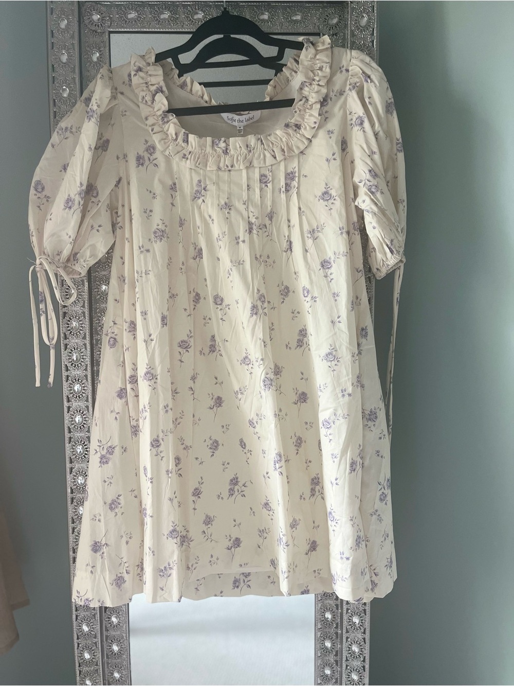 Minnie 100% Cotton Floral Babydoll Dress in Ivory